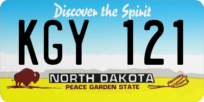 ND license plate KGY121
