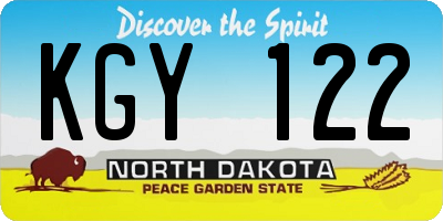 ND license plate KGY122