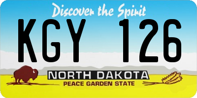 ND license plate KGY126