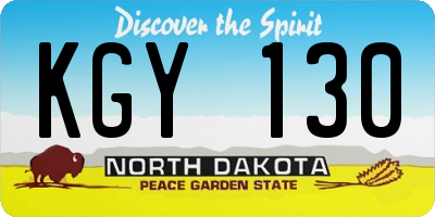 ND license plate KGY130