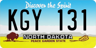 ND license plate KGY131