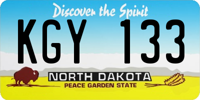 ND license plate KGY133