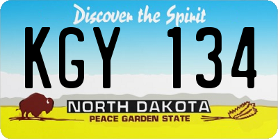 ND license plate KGY134