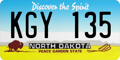 ND license plate KGY135