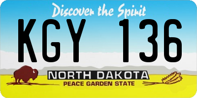 ND license plate KGY136