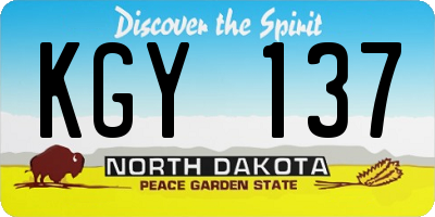 ND license plate KGY137