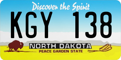 ND license plate KGY138