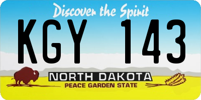 ND license plate KGY143
