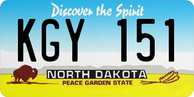 ND license plate KGY151
