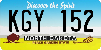 ND license plate KGY152