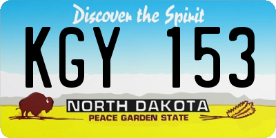 ND license plate KGY153