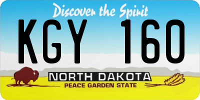 ND license plate KGY160