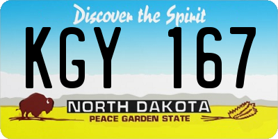 ND license plate KGY167