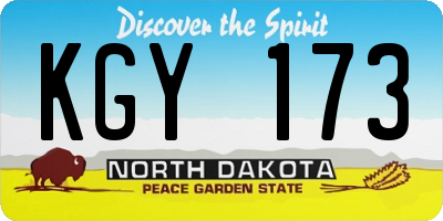 ND license plate KGY173