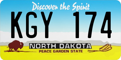 ND license plate KGY174