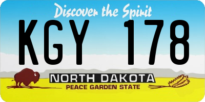 ND license plate KGY178