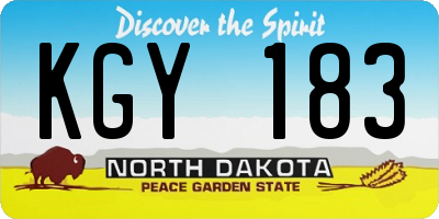 ND license plate KGY183