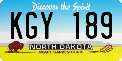 ND license plate KGY189