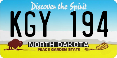 ND license plate KGY194