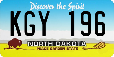 ND license plate KGY196