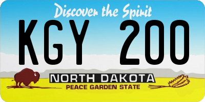 ND license plate KGY200