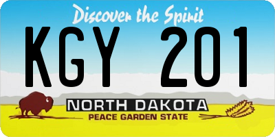 ND license plate KGY201