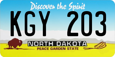 ND license plate KGY203