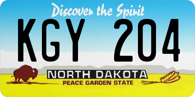 ND license plate KGY204