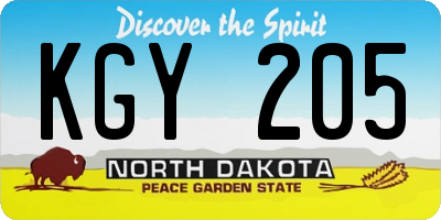 ND license plate KGY205
