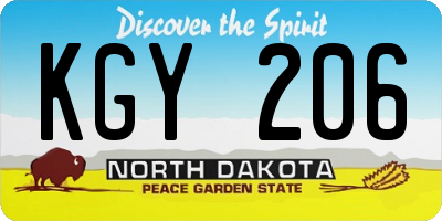 ND license plate KGY206