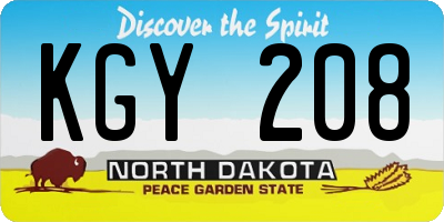ND license plate KGY208