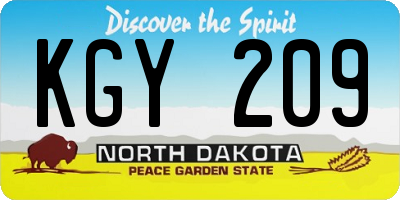 ND license plate KGY209