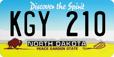 ND license plate KGY210