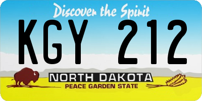 ND license plate KGY212