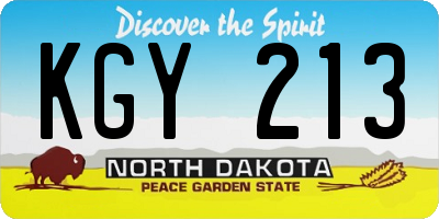 ND license plate KGY213