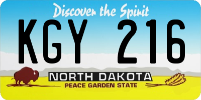 ND license plate KGY216