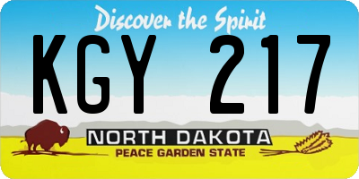 ND license plate KGY217