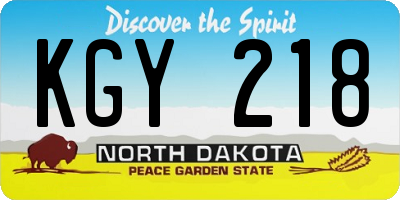 ND license plate KGY218