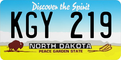 ND license plate KGY219