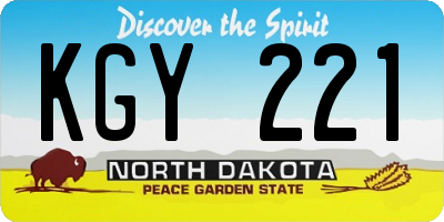 ND license plate KGY221