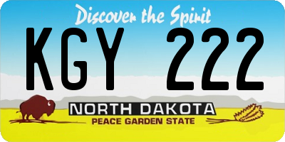 ND license plate KGY222