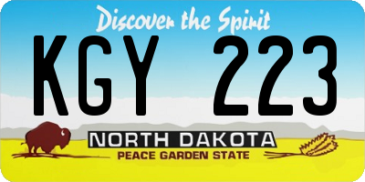 ND license plate KGY223