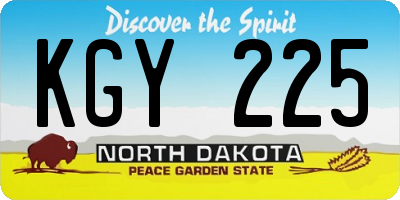 ND license plate KGY225