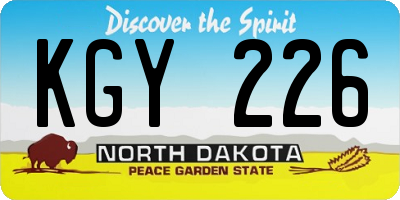 ND license plate KGY226
