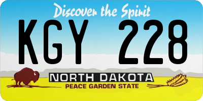 ND license plate KGY228