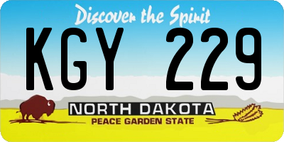 ND license plate KGY229