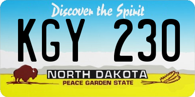 ND license plate KGY230