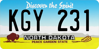 ND license plate KGY231