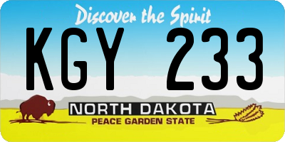 ND license plate KGY233