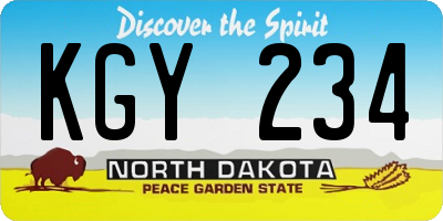 ND license plate KGY234